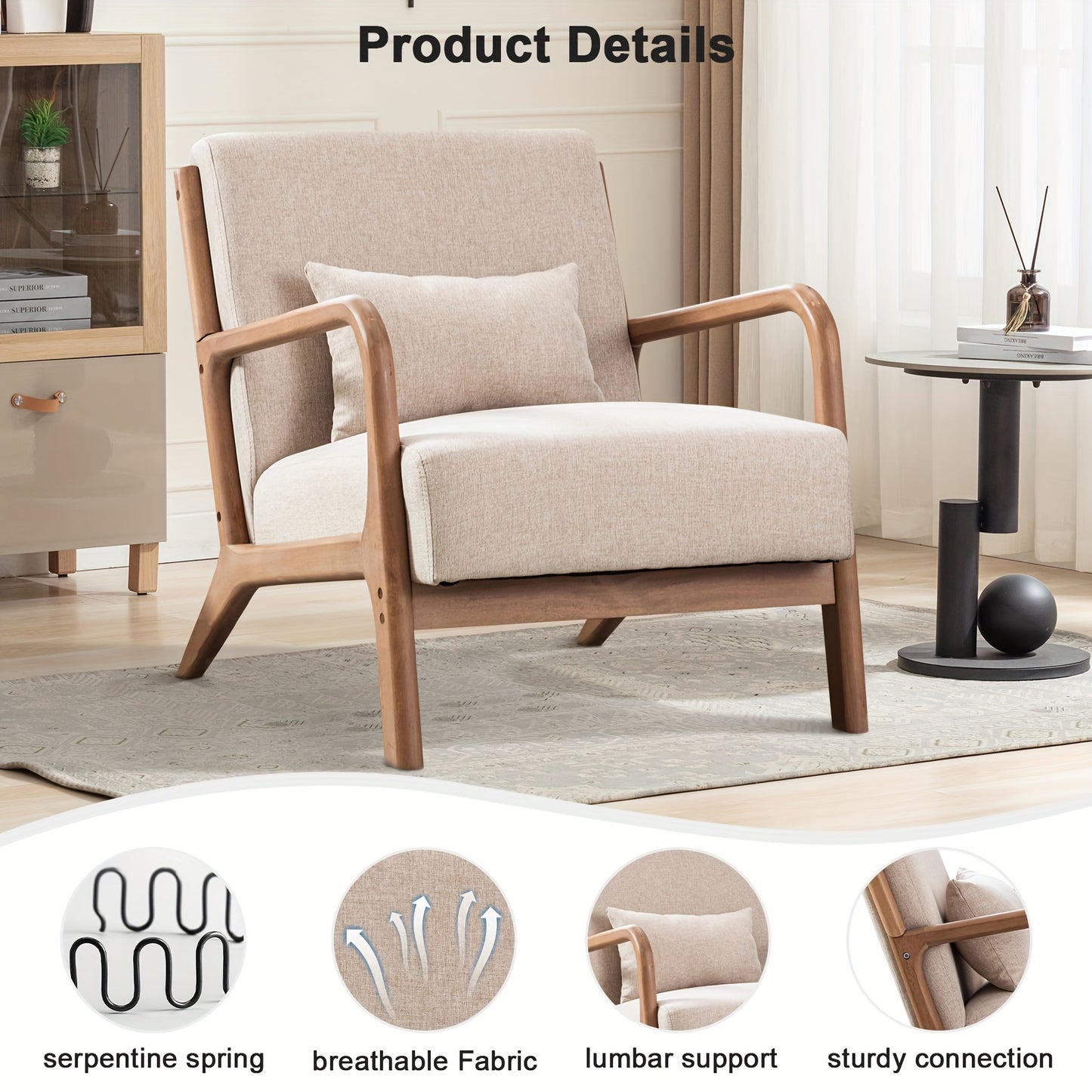Modern Wooden Backrest Office Chair with Decorative Frame
