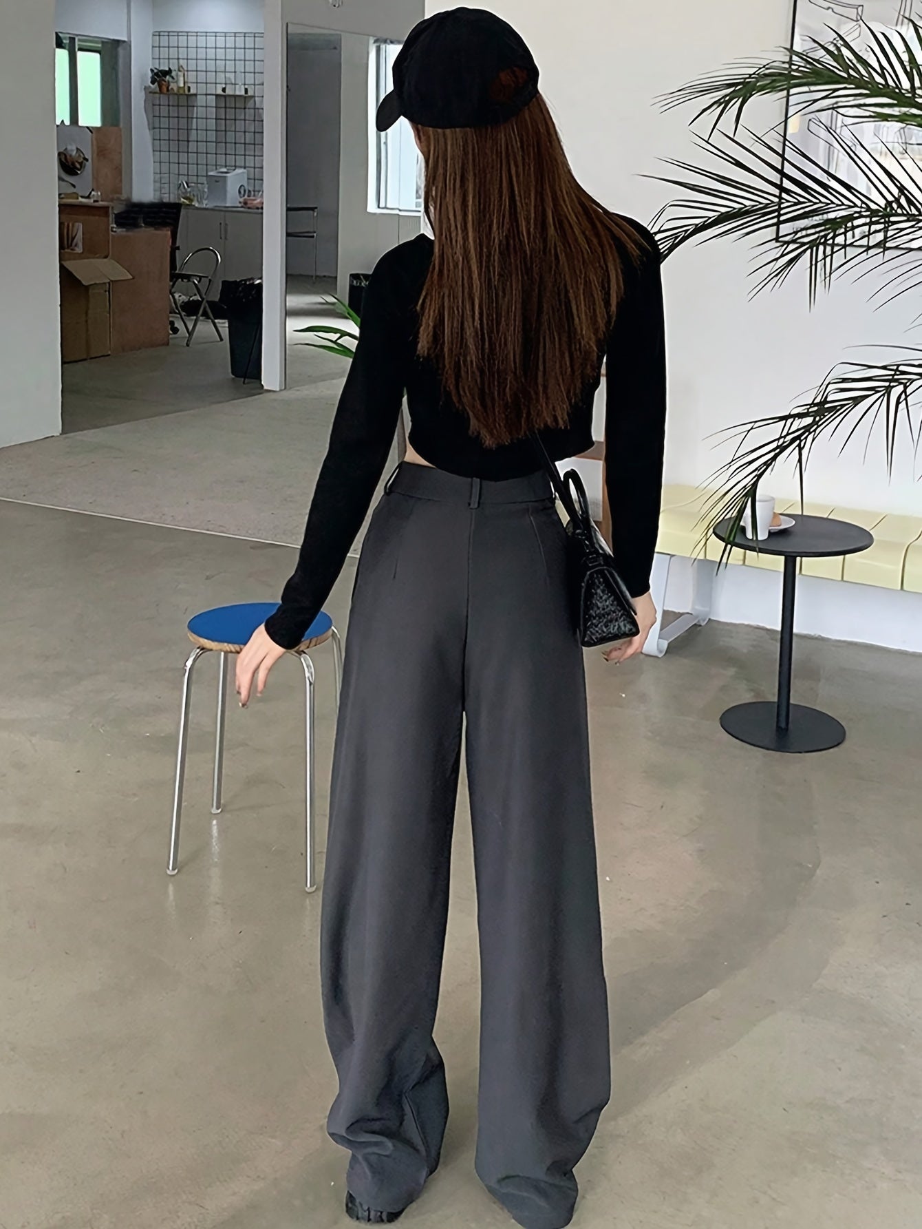 Asymmetrical High Fashion Wide Leg Pants, Casual Loose Pants For Spring & Summer, Women's Clothing