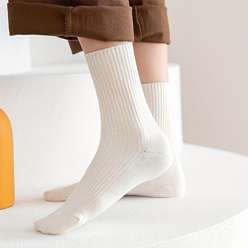 1 Pair, Autumn And Winter Style Mid-Tube Cotton Socks, Comfortable And Soft, Available in 6 Colors