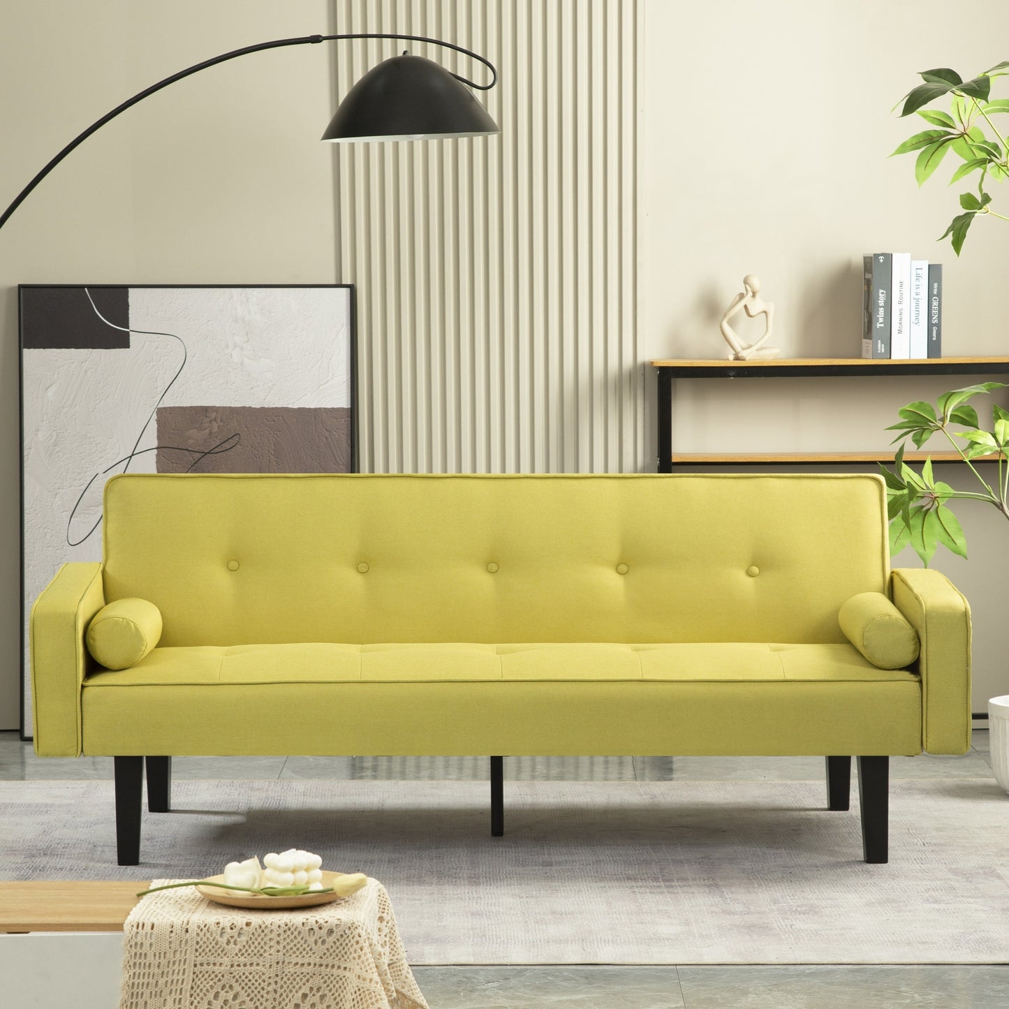 1pc Convertible Sofa Bed With Armrests, Modern Living Room Linen Sofa Bed, Folding Recliner Sofa Bed Set With Black Solid Wood Legs For Apartment, Living Room, Room Or Dormitory, 72"x30"x31", Dark Gray/Light Gray/Yellow/Brown/Beige
