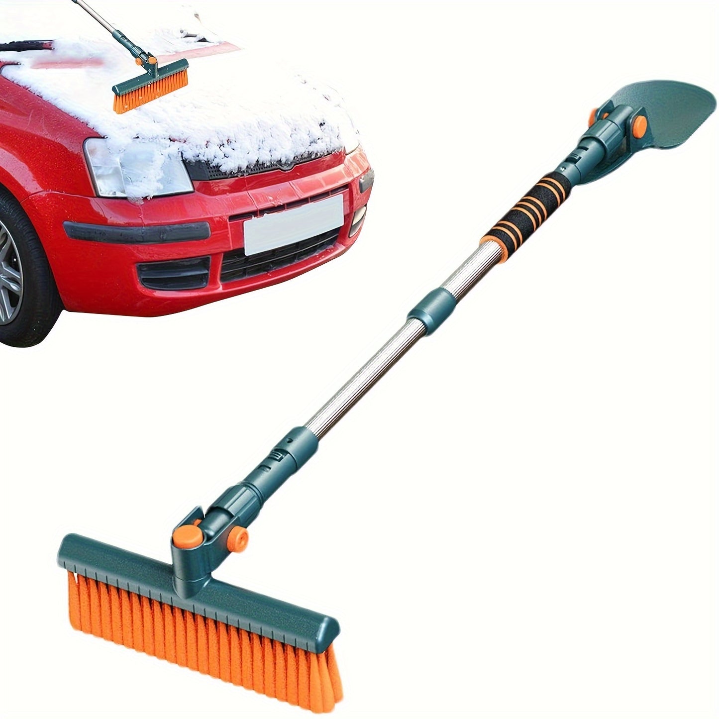 Extendable Snow Brush Set with Detachable Shovel - Soft Bristle Head & Foam Grip for Easy Car, Truck, or SUV Windshield Cleaning