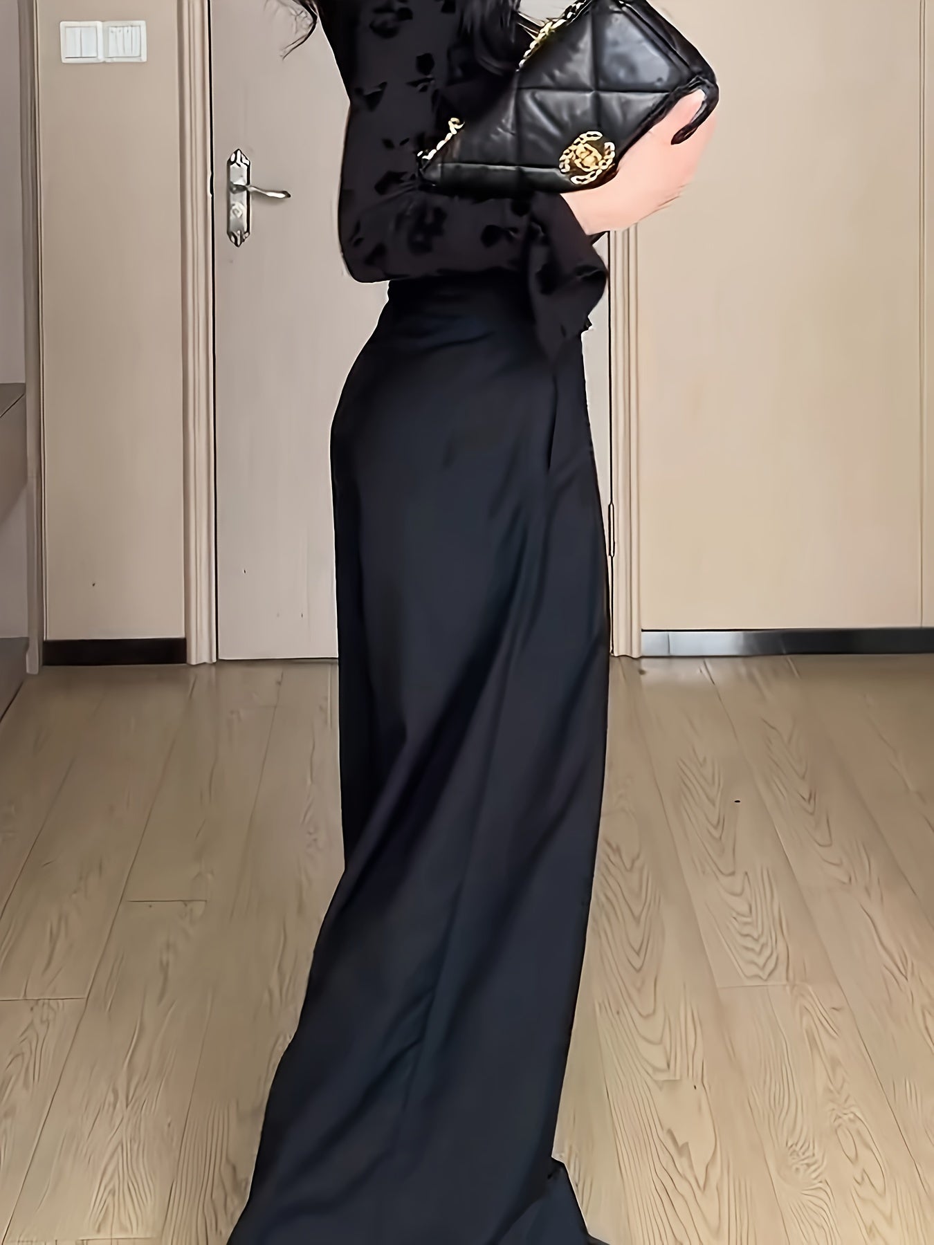 Milan Style Slant Pockets Wide Leg Pants, Elegant Tucked High Waist Loose Pants For Spring & Summer, Women's Clothing