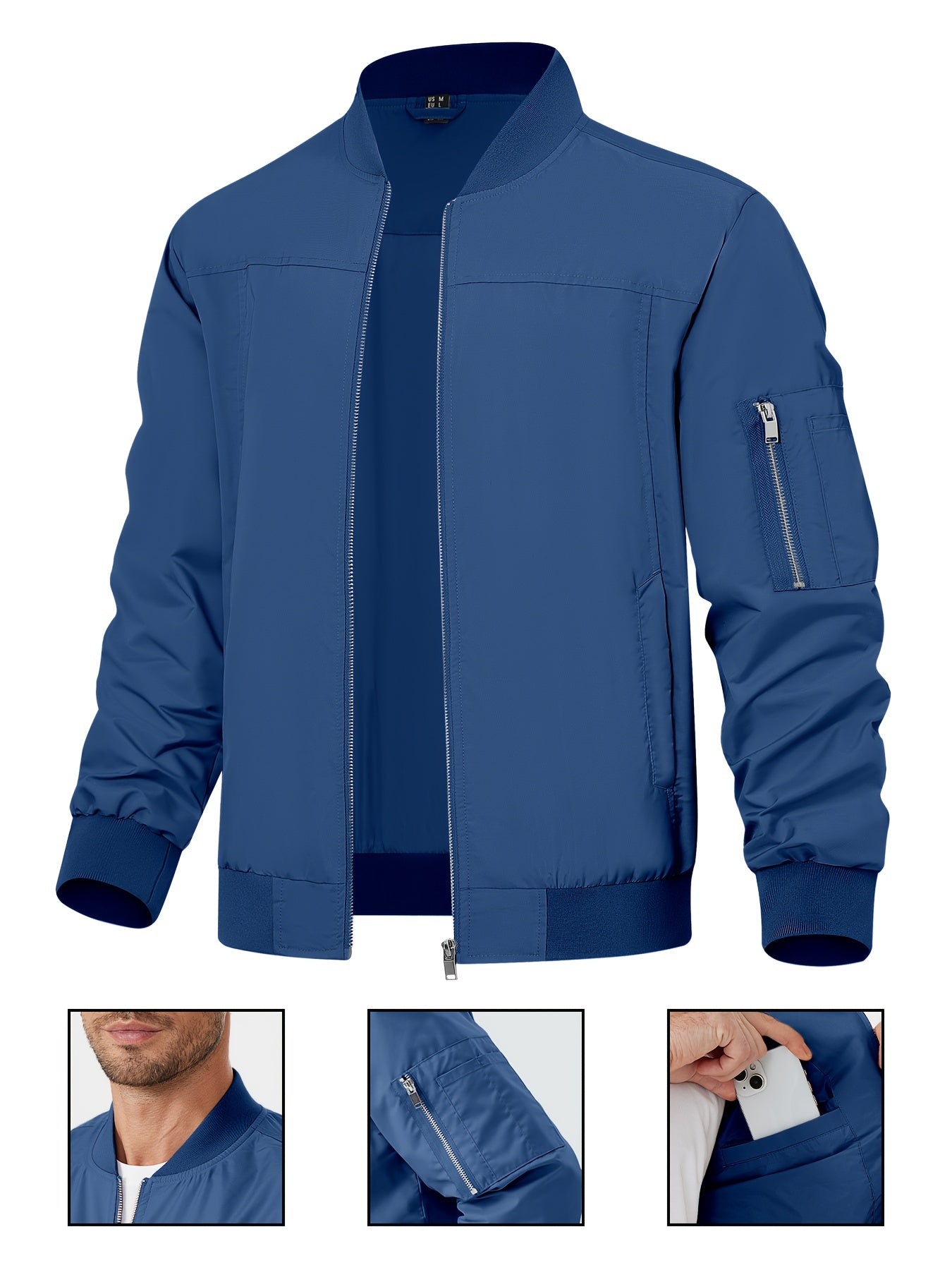 Men's Bomber Lightweight Casual Jacket With Pockets
