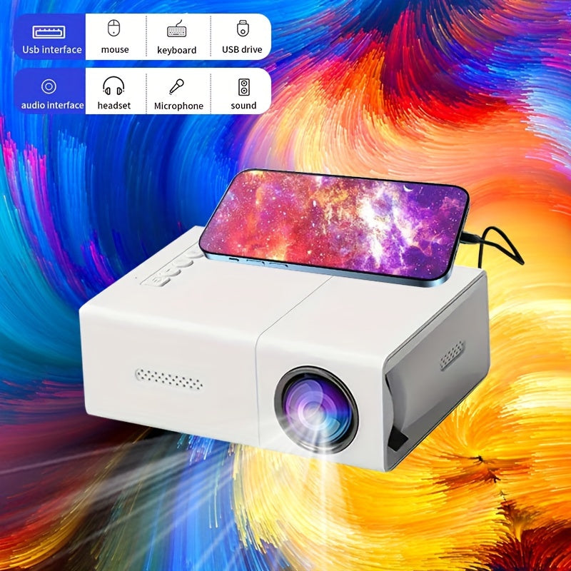 Portable HD Mini Projector for Home Cinema, Dorm, Party, Outdoor Camping, Christmas, Thanksgiving Gifts with USB SD and Holder