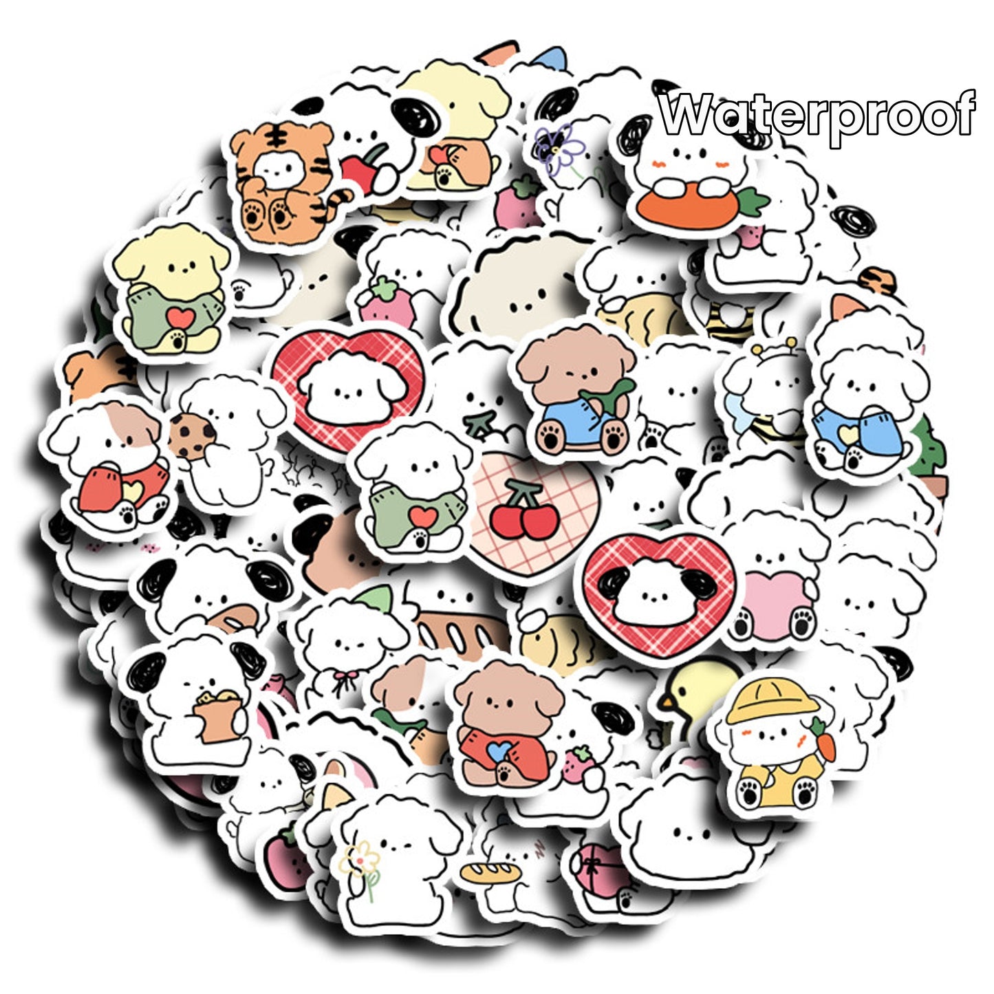 100pcs Puppies Sticker Cute Waterproof Vinyl Sticker, For: Water Bottle, Laptop, Phone