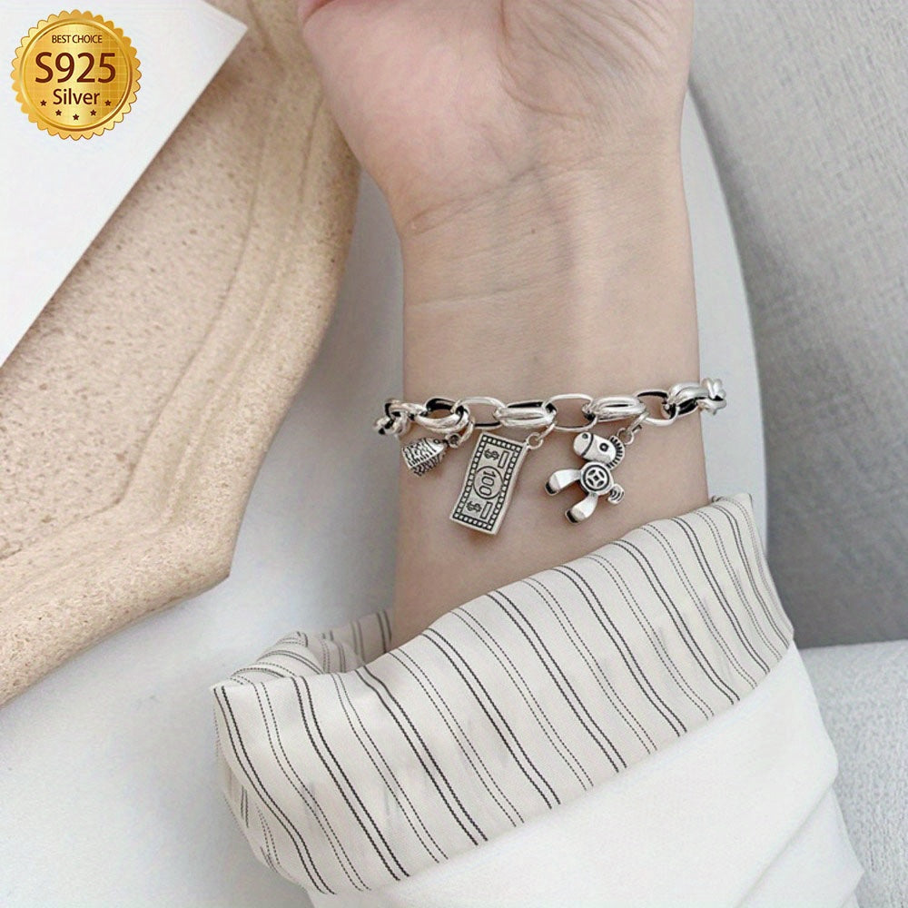925 Sterling Silver High Quality Women's Vintage "Wealth Is Coming" Bracelet