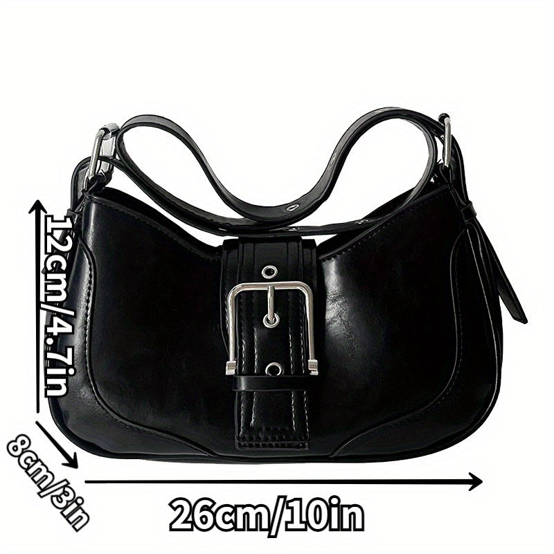Hot Vintage Chic Underarm Shoulder Bag, Y2K Buckle Crescent Handbag, Sweet Crossbody Purse For Women