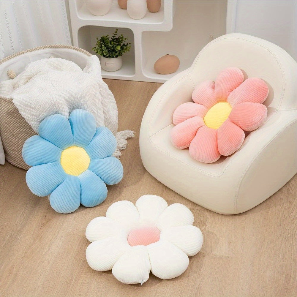2pcs Daisy Flower Throw Pillows - Pink & White, Soft Velvet Cushions for Bedroom, Sofa, and Chair Decor