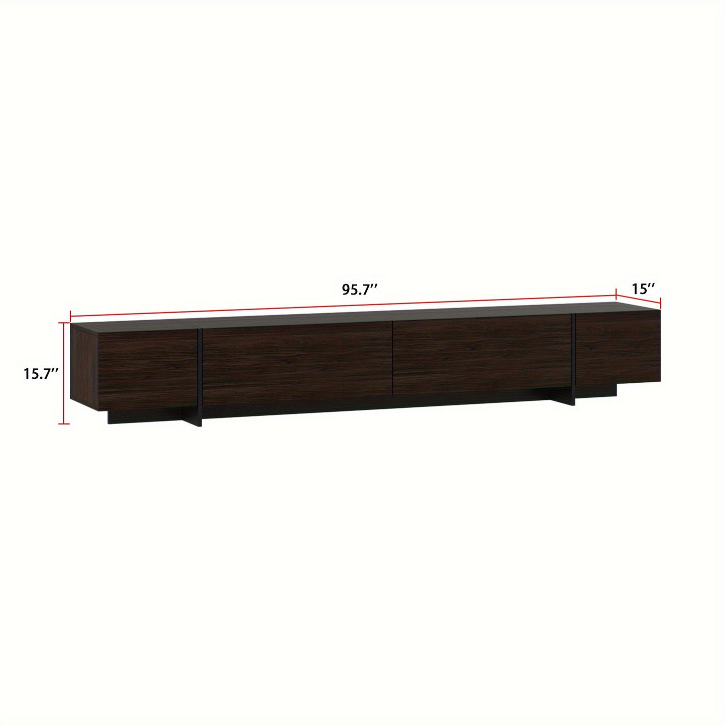 Modern Flip-Down TV Console with 4 Drawers, Dark Brown Media Stand for Living Room