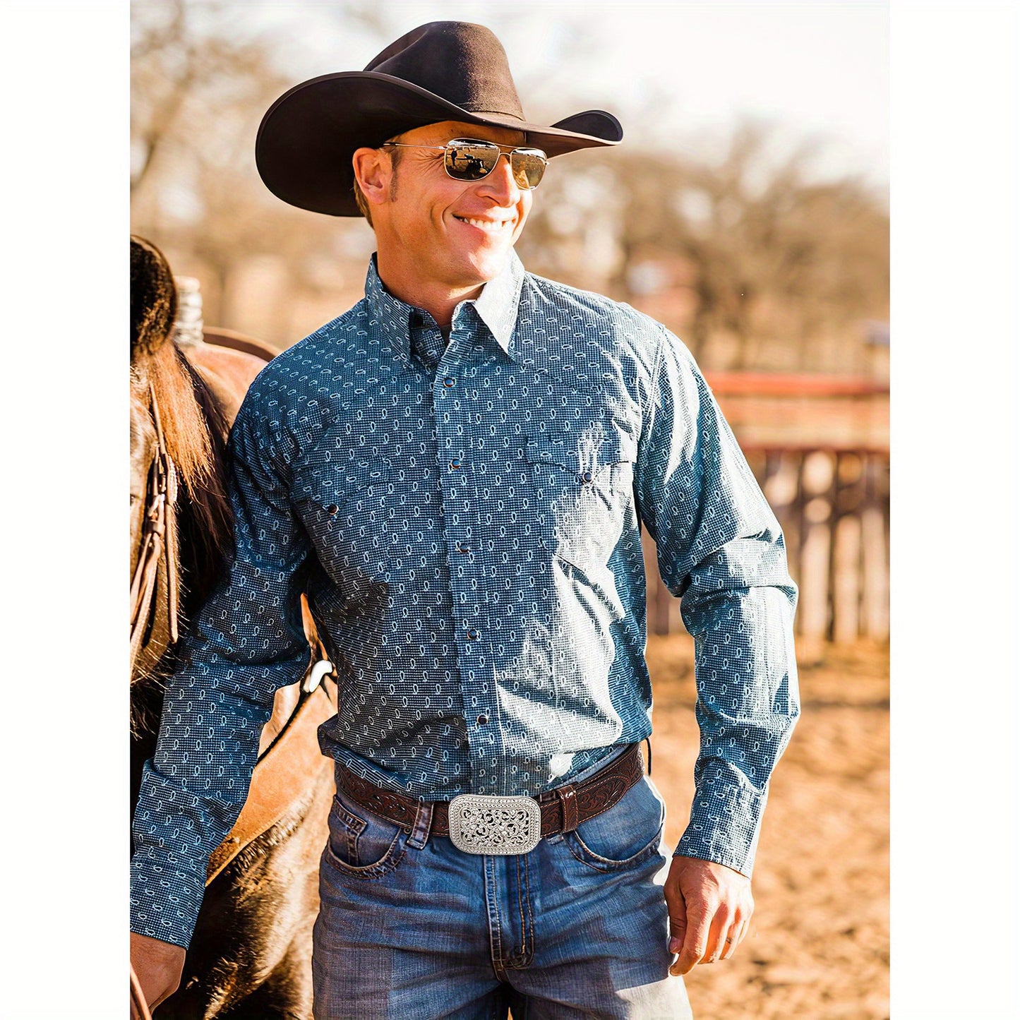 WHIPPY Fashionable Men Genuine Leather Cowhide Belt, Cowgirl Cowboys Belt With Buckle