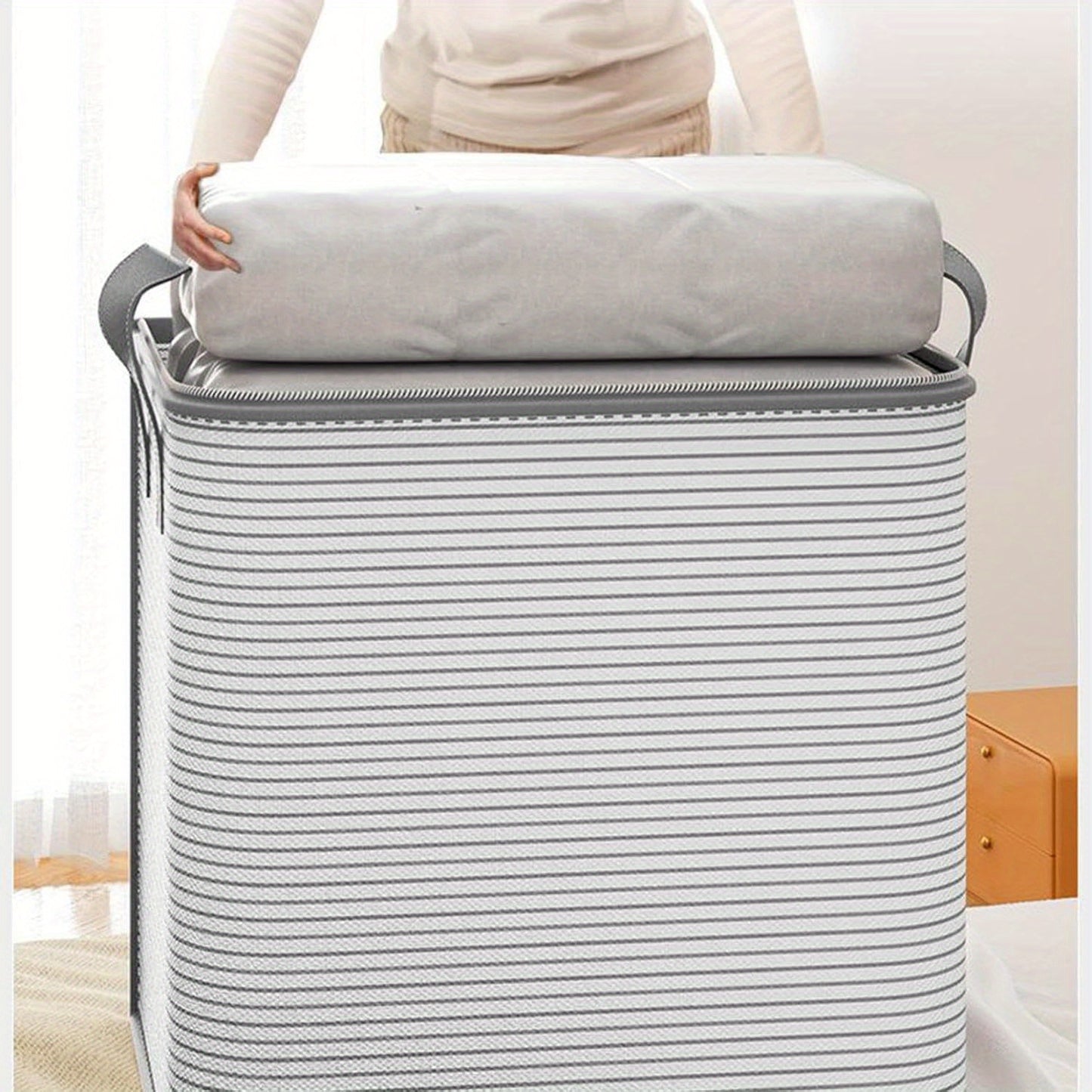 1pc Large Capacity Extra Large Foldable Storage Bag for Clothes, Blankets, Comforters, Durable Handles, Portable Closet Organizer