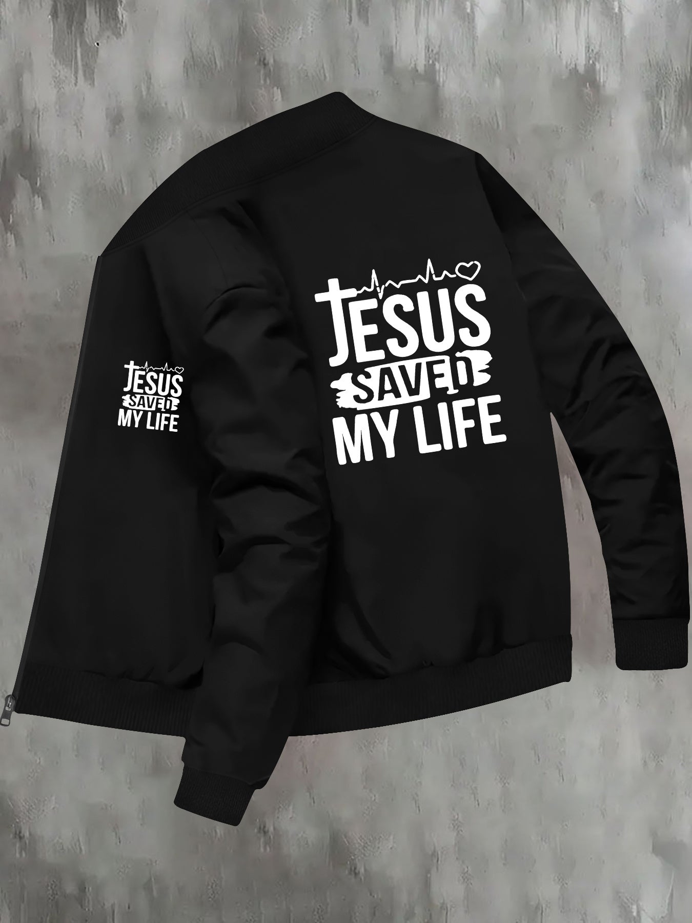 Men's Trendy Jesus Print Casual Jacket - Slim Fit, Stand Collar, Versatile