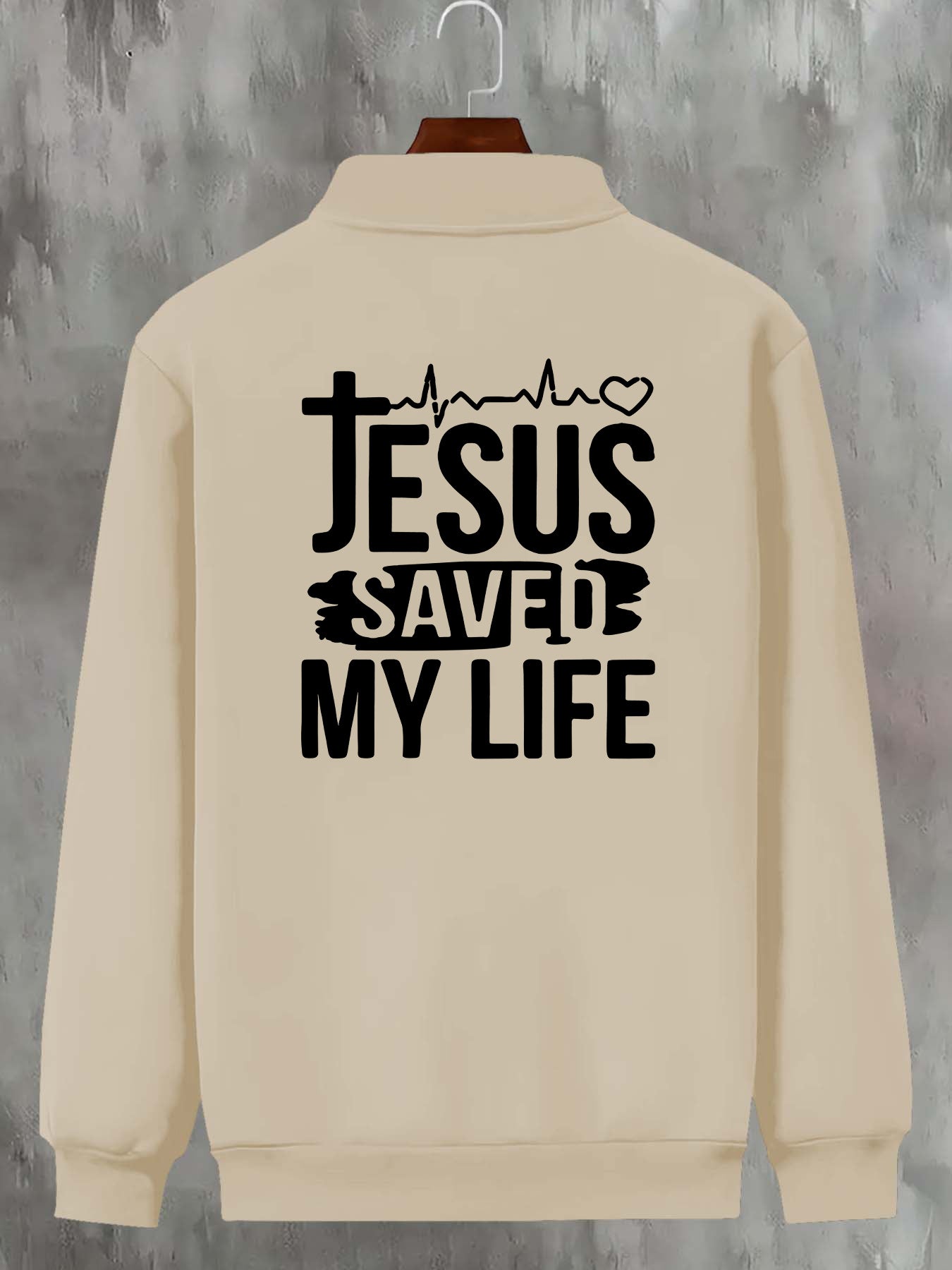 Men's Trendy Jesus Print Casual Jacket - Slim Fit, Stand Collar, Versatile