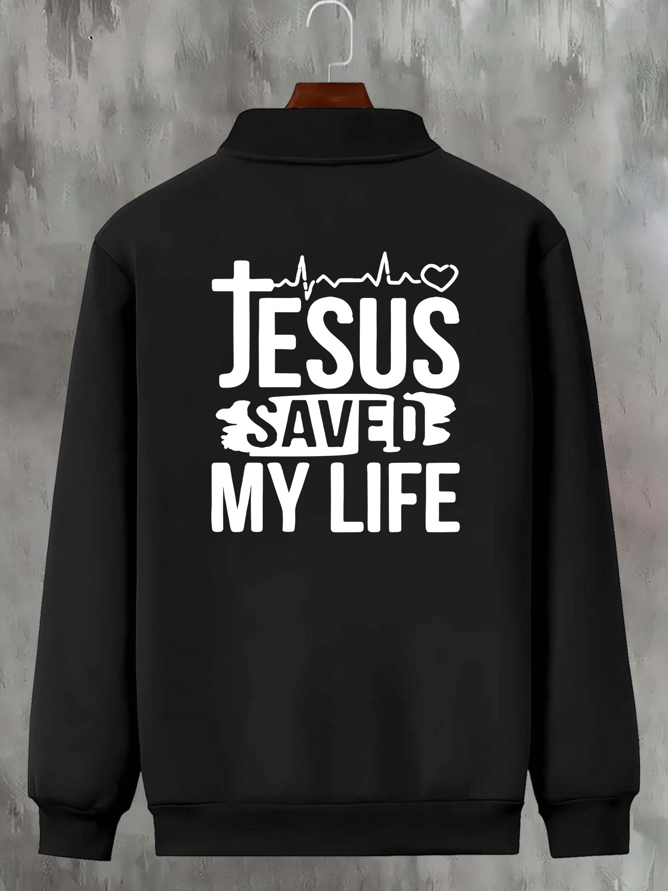 Men's Trendy Jesus Print Casual Jacket - Slim Fit, Stand Collar, Versatile