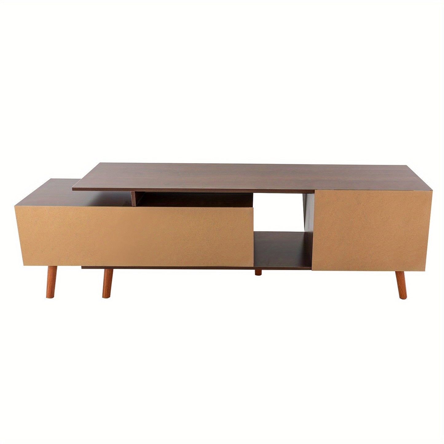 Modern MCM Design Length Adjustable 47.24-78.74inch TV Stand, Entertainment Center with Storage, Wooden TV Console Table, Media Cabinet for Living Room Office Bedroom-Dark Walnut