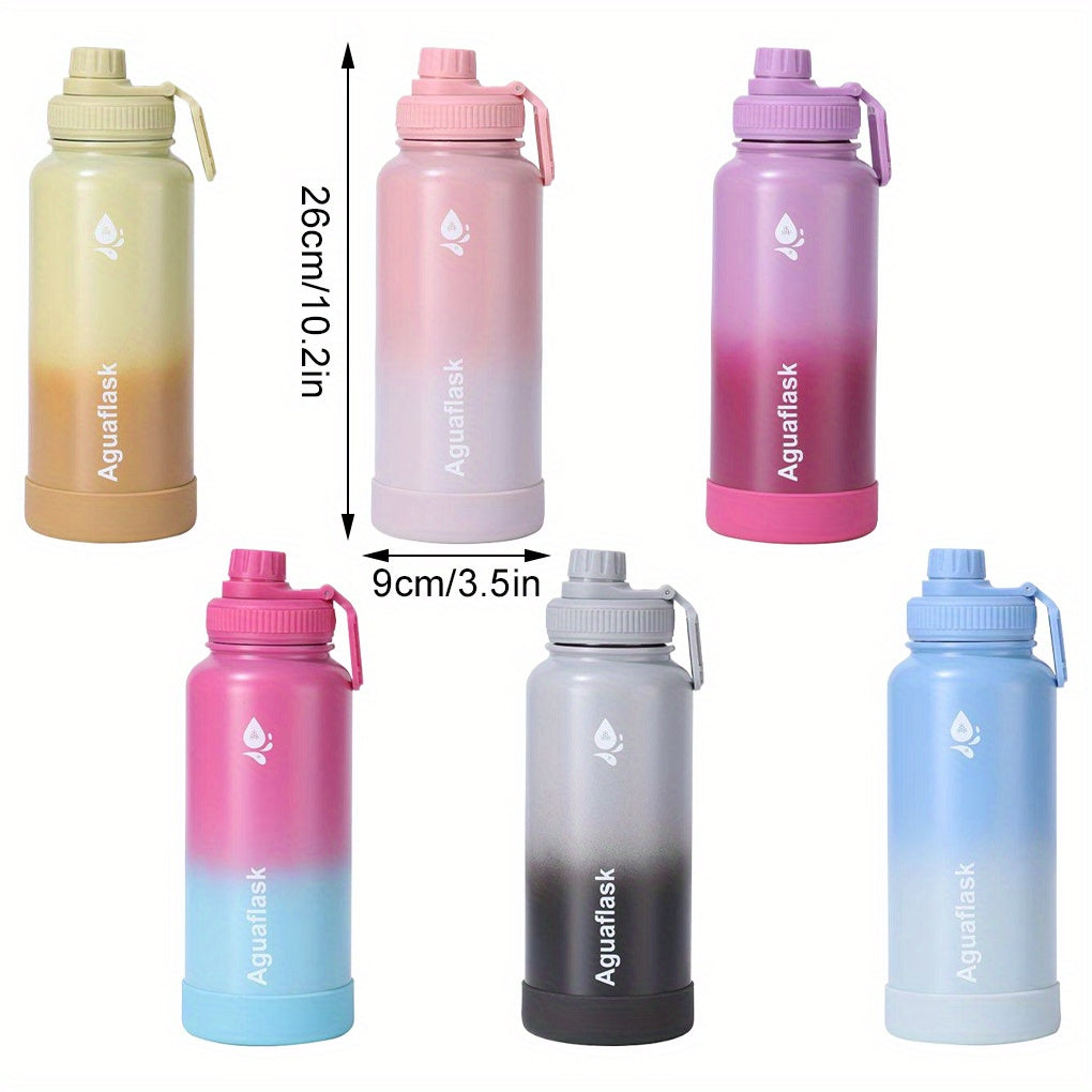 Aquabask 32oz Stainless Steel Water Bottle, Double-Wall Vacuum Insulated, BPA-Free, Leak-Proof Spout Lid, Portable for Sports and Outdoor Activities Travel - (1-Pack)