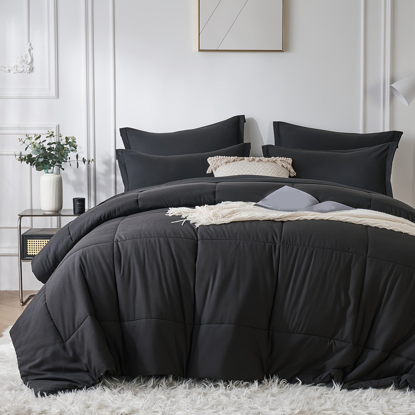 7-Piece Luxury Down Alternative Comforter Sets - Quilt Sets With Soft Microfiber, Lightweight Bedding For All Seasons, Twin/Full/Queen/King Size Bed In A Bag