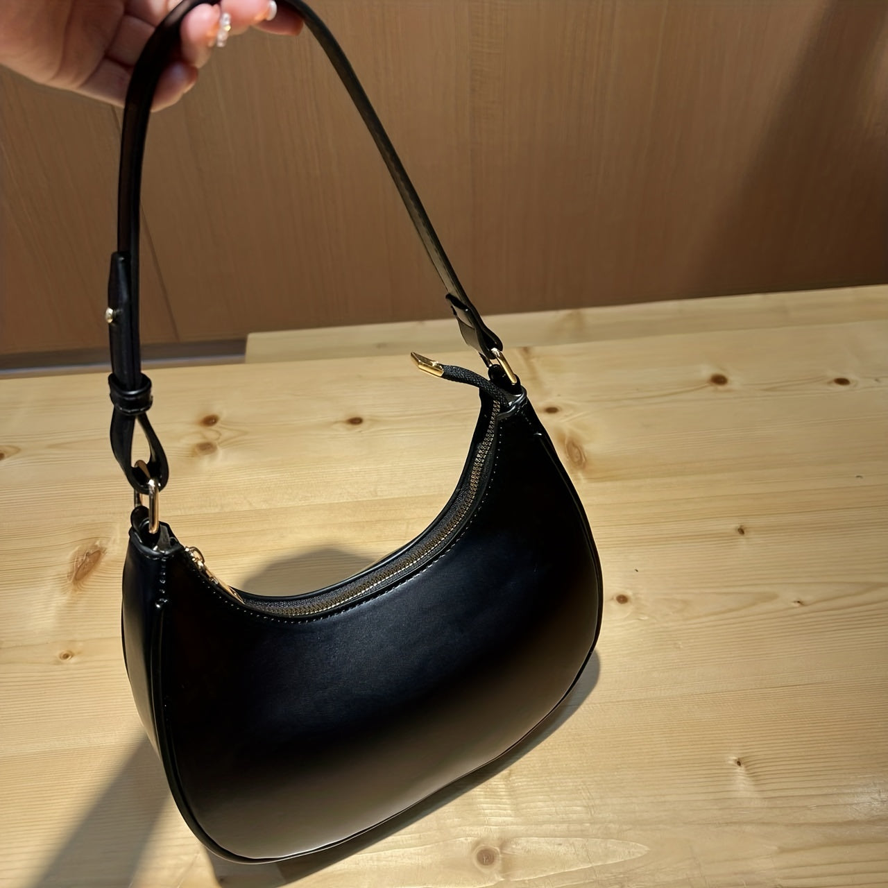 Minimalist Genuine Leather Bag for Women, Simple Shoulder Bag with Underarm Strap