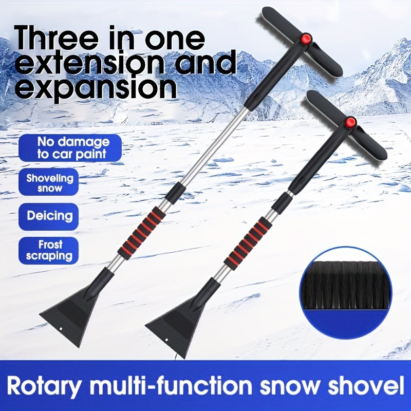 Retractable Snow Brush with Forklift Window Defrosting, Car Snow Plow for Winter Snow Clearing and Snow Removal