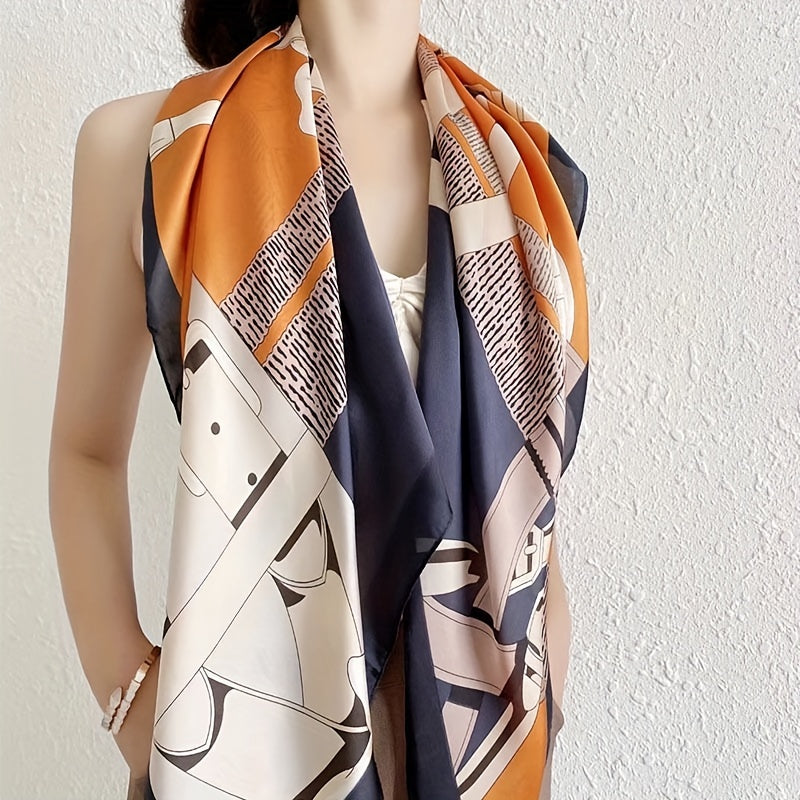 Luxury Look and Feel Scarf For Women, Breathable, Soft, And Comfortable, UV Protection, Windproof, Elegant And Versatile, Square Shawl With Fashionable Design