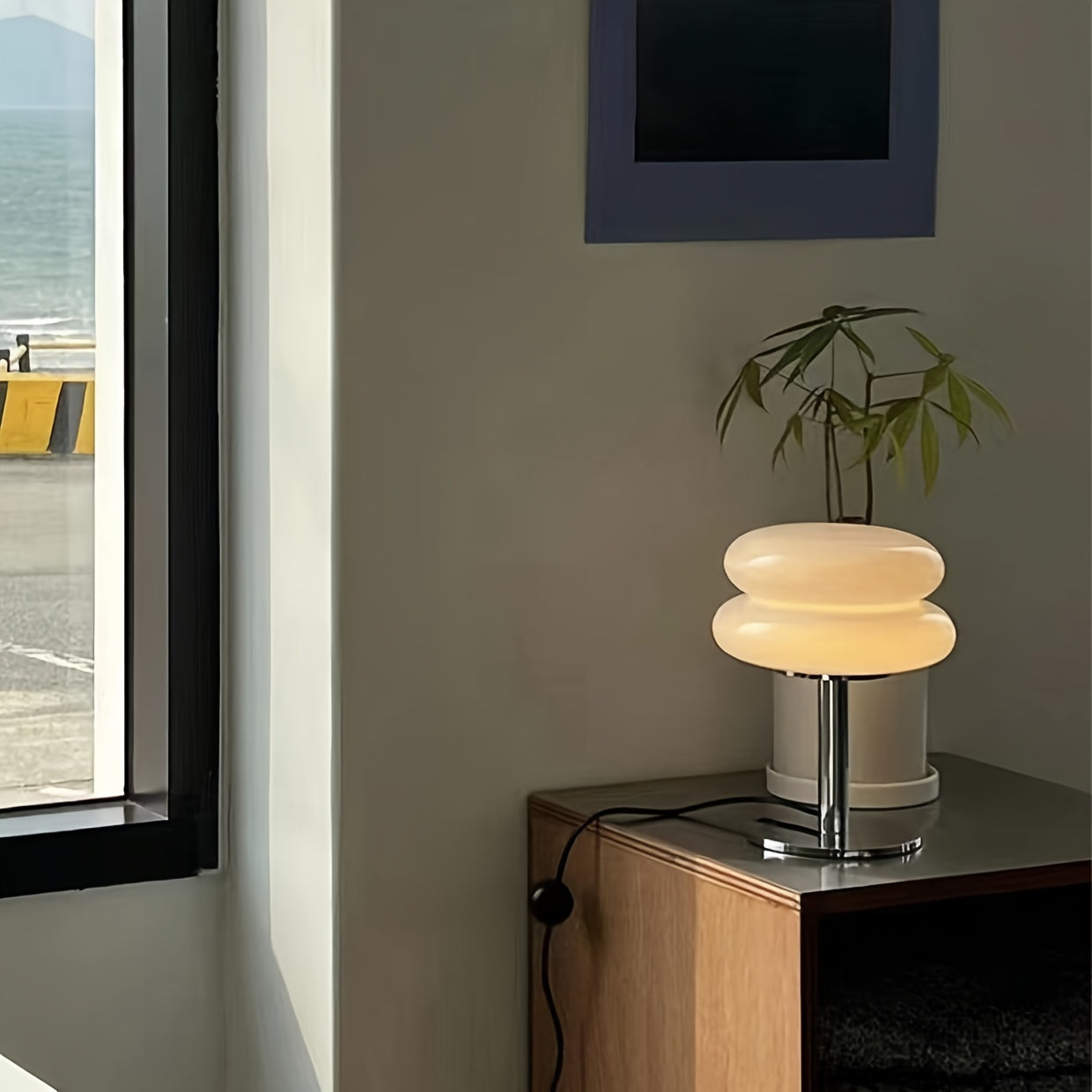 Lux 1pc Murano Glass Table Lamp with Dimmable USB Port, Ambient Lighting for Living Room, Bedroom, Dorm and Home Office