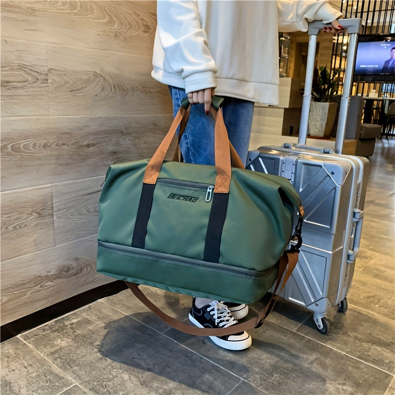 Large Capacity Travel Duffel Bag, Lightweight, Zipper Closure, Shoulder Strap