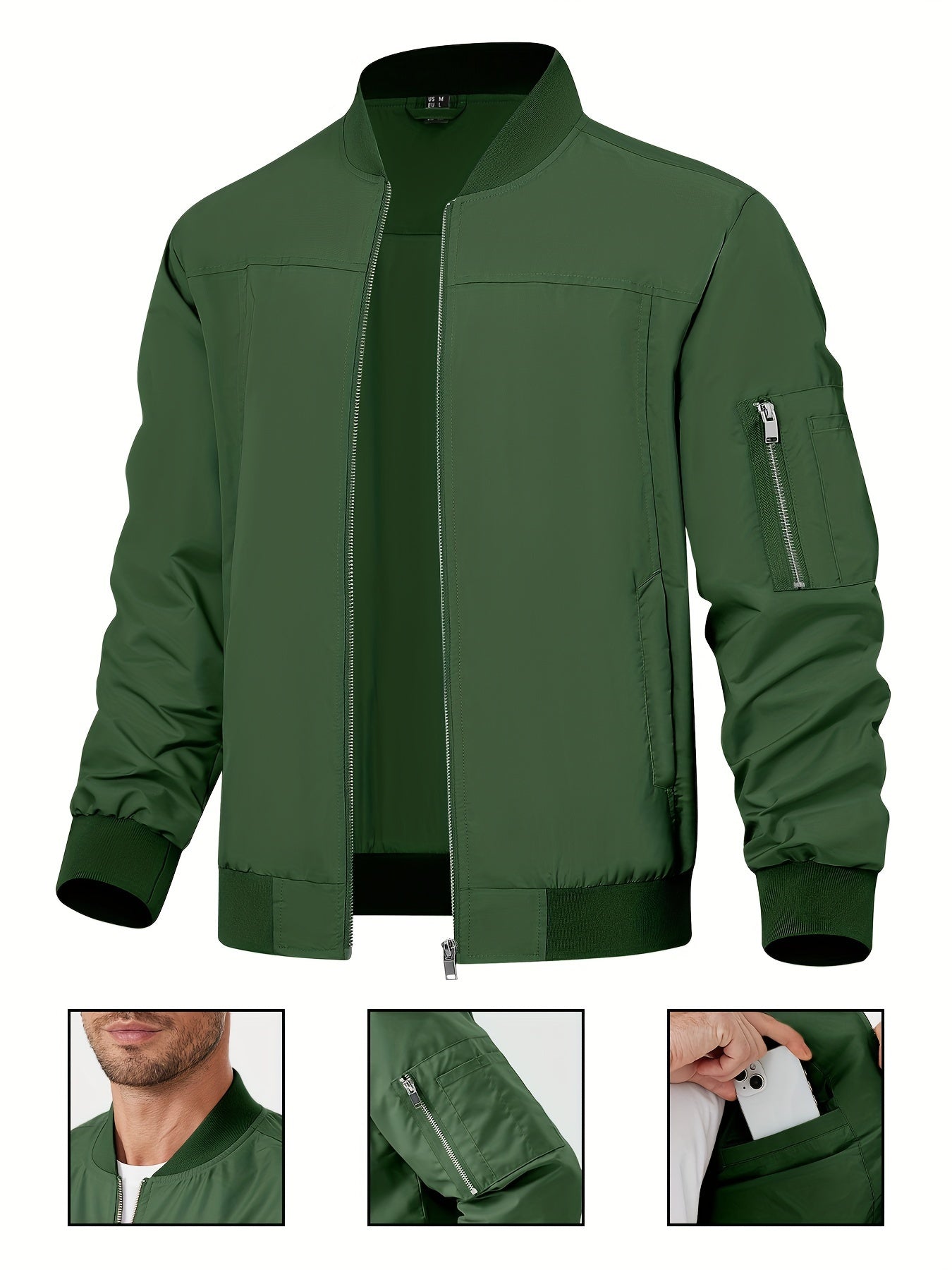 Men's Bomber Lightweight Casual Jacket With Pockets