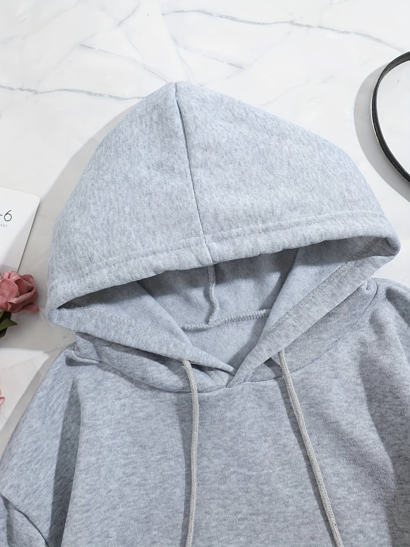 Women's Letter Print Drawstring Hoodie, Casual Fleece Sweatshirt for Winter & Fall