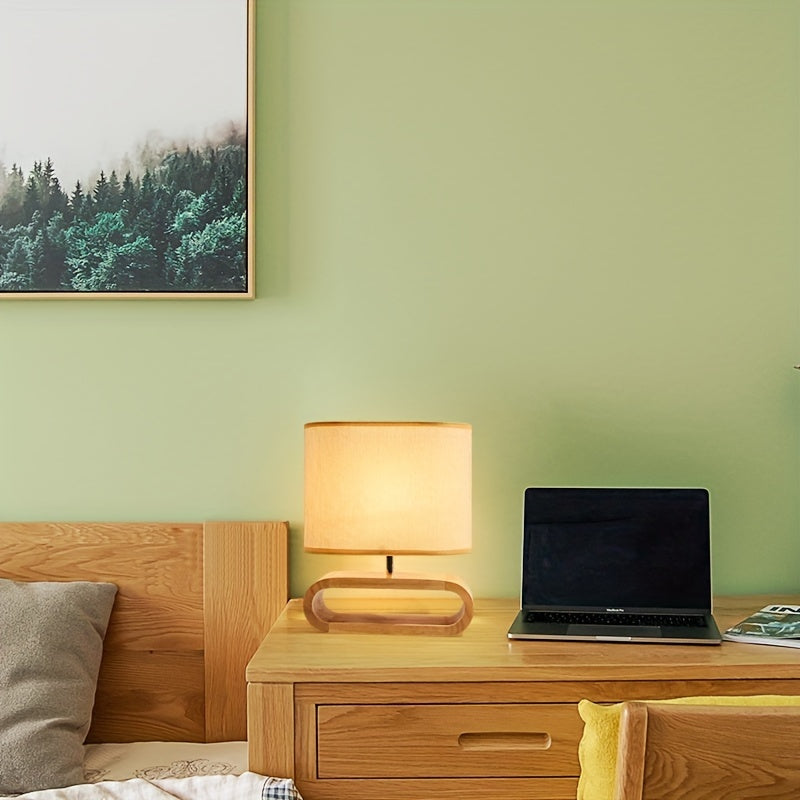 LED Bedside Lamp Modern Japanese Woodland Nordic Solid Wood Style Eye Care LED Romantic Linen Fabric Adjustable Brightness Reading Unique American Wood Decor Ideal Bedroom Study Accent Lighting