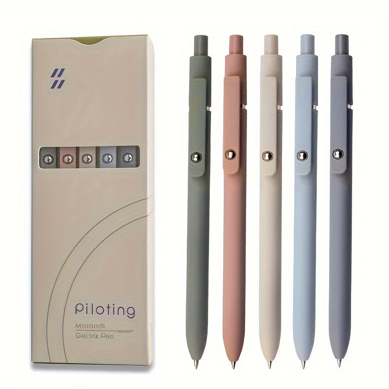 5pcs 5-Color Gel Pen Set with Quick-Dry Ink, Fine Point Rolling Ball Pens, Retractable, Smooth Writing for Home, School, Office, Hobby, Craft