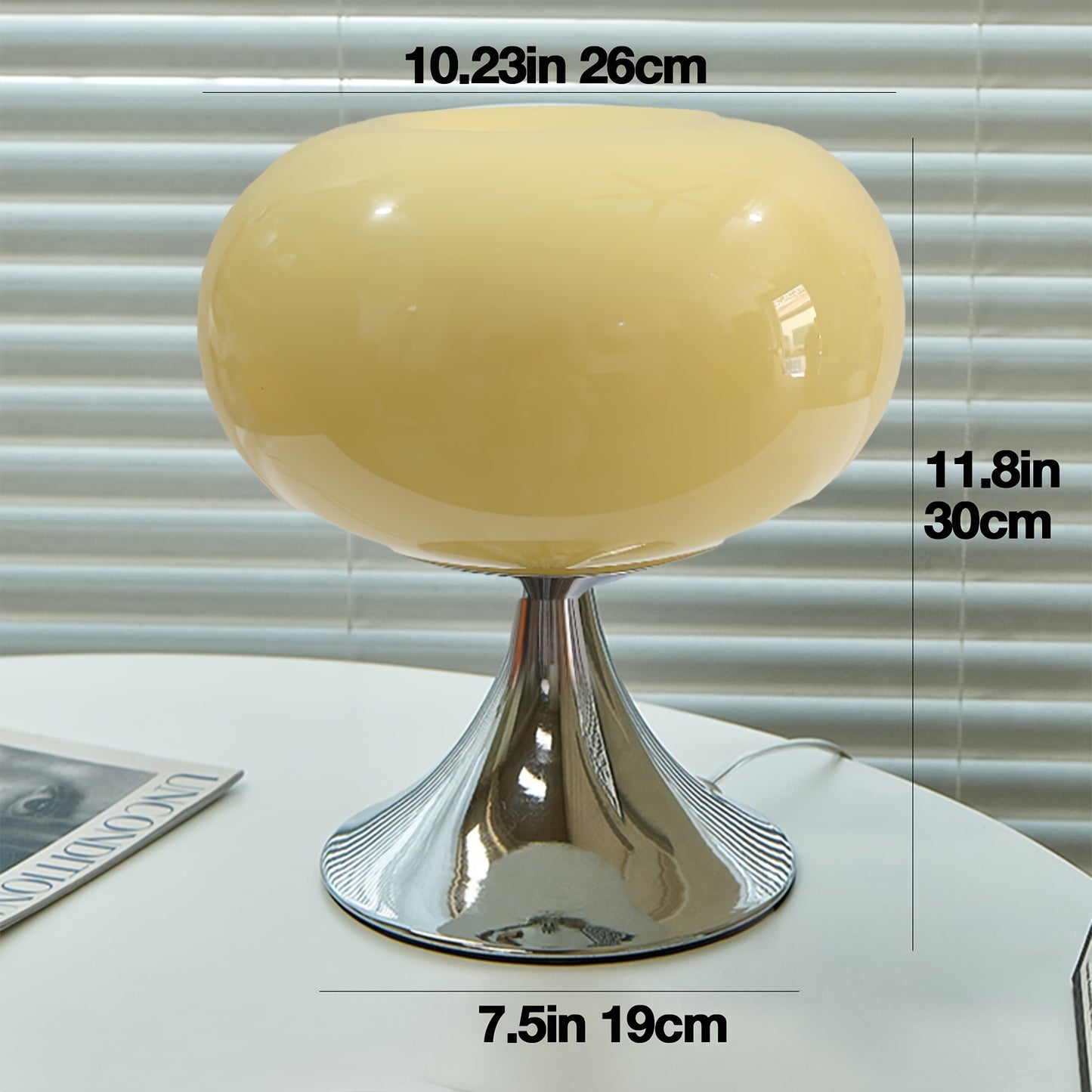 GENAI Art Deco Glass Table Lamp - Adjustable Color Temperature, Dimmable, Push Button Control, USB Powered, Metal Finish - Landscape Theme for Various Rooms & Dorm.