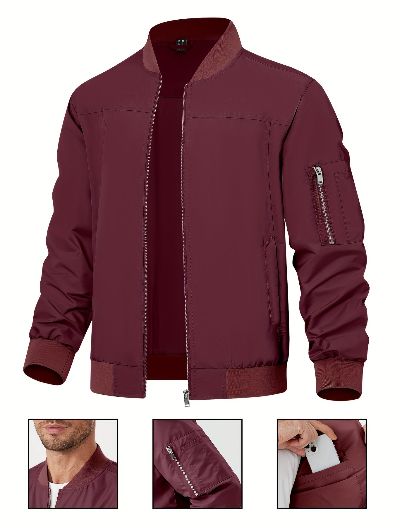 Men's Bomber Lightweight Casual Jacket With Pockets