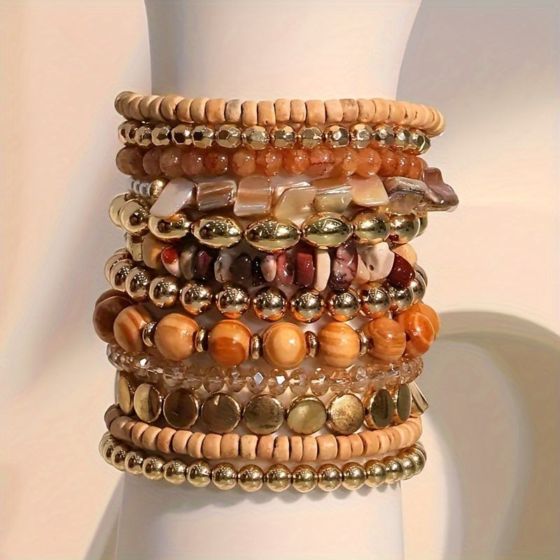 12pcs/set Boho Beach Bracelet Set European And American Fashion Handmade Bracelet Set For Women
