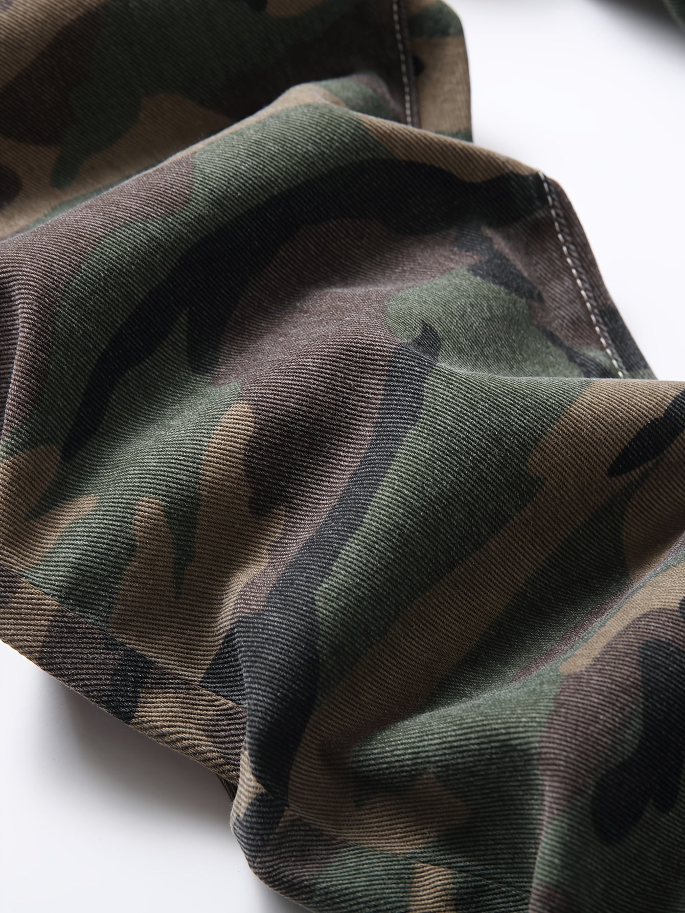 Men's Camouflage Graphic Print Denim Trousers with Pockets, Street Style Jeans for Outdoor Activities