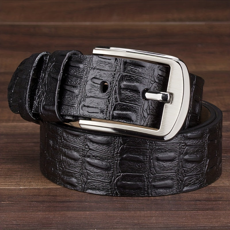 Leather Belt Men's Full Sheet Cowhide Cut Crocodile Pattern Men's Belt, Pin Buckle Genuine Leather Business Light Luxury Men's Pants Belt, Ideal choice for Gifts