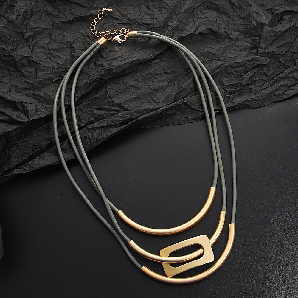 Boho-Chic Handcrafted Multi-Layer Faux Leather Necklace
