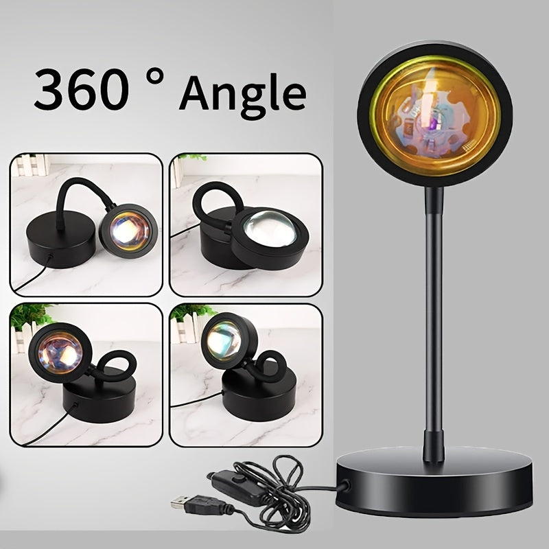 1pc LED Sunset Lamp, Sunset Light Projector Atmosphere Lamp, LED Night Light Projector For Bedroom, Ambiance Lamp For Room, Dorm, Office Home Decor