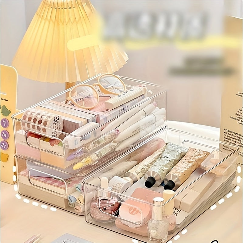 1pc Transparent Acrylic Desktop Storage Box: Portable Organizer for Cosmetics, Stationery, and Sundries