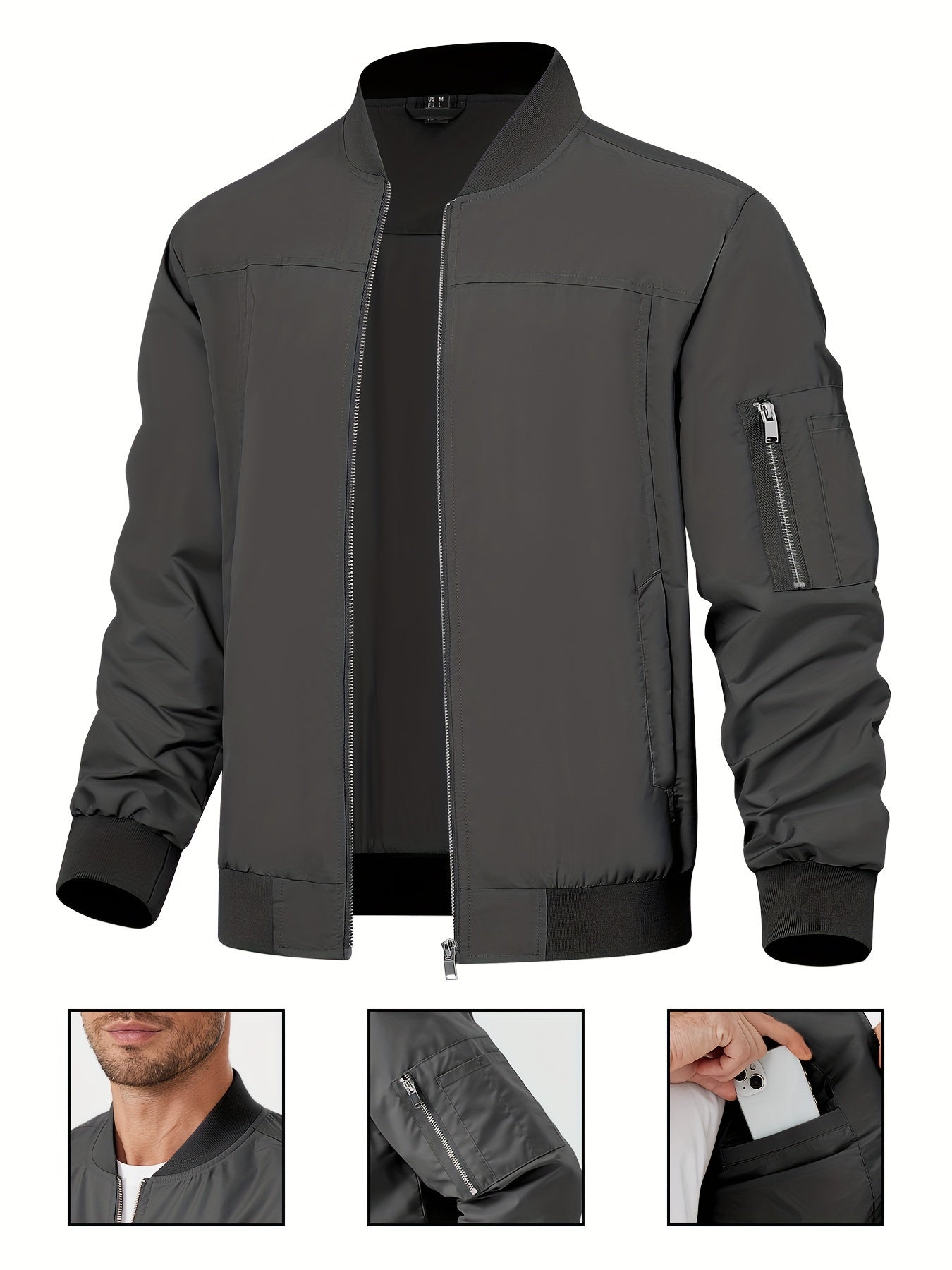 Men's Bomber Lightweight Casual Jacket With Pockets