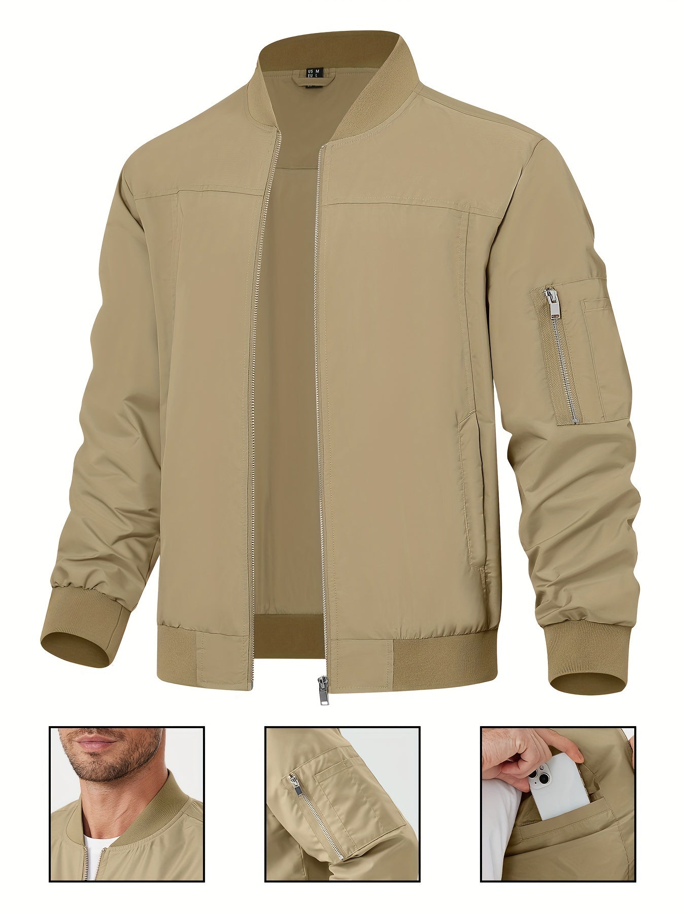 Men's Bomber Lightweight Casual Jacket With Pockets
