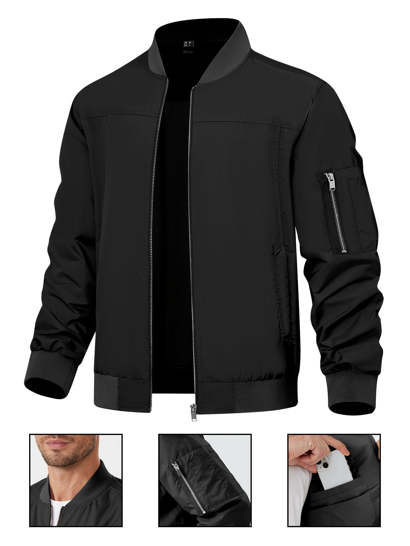 Men's Bomber Lightweight Casual Jacket With Pockets