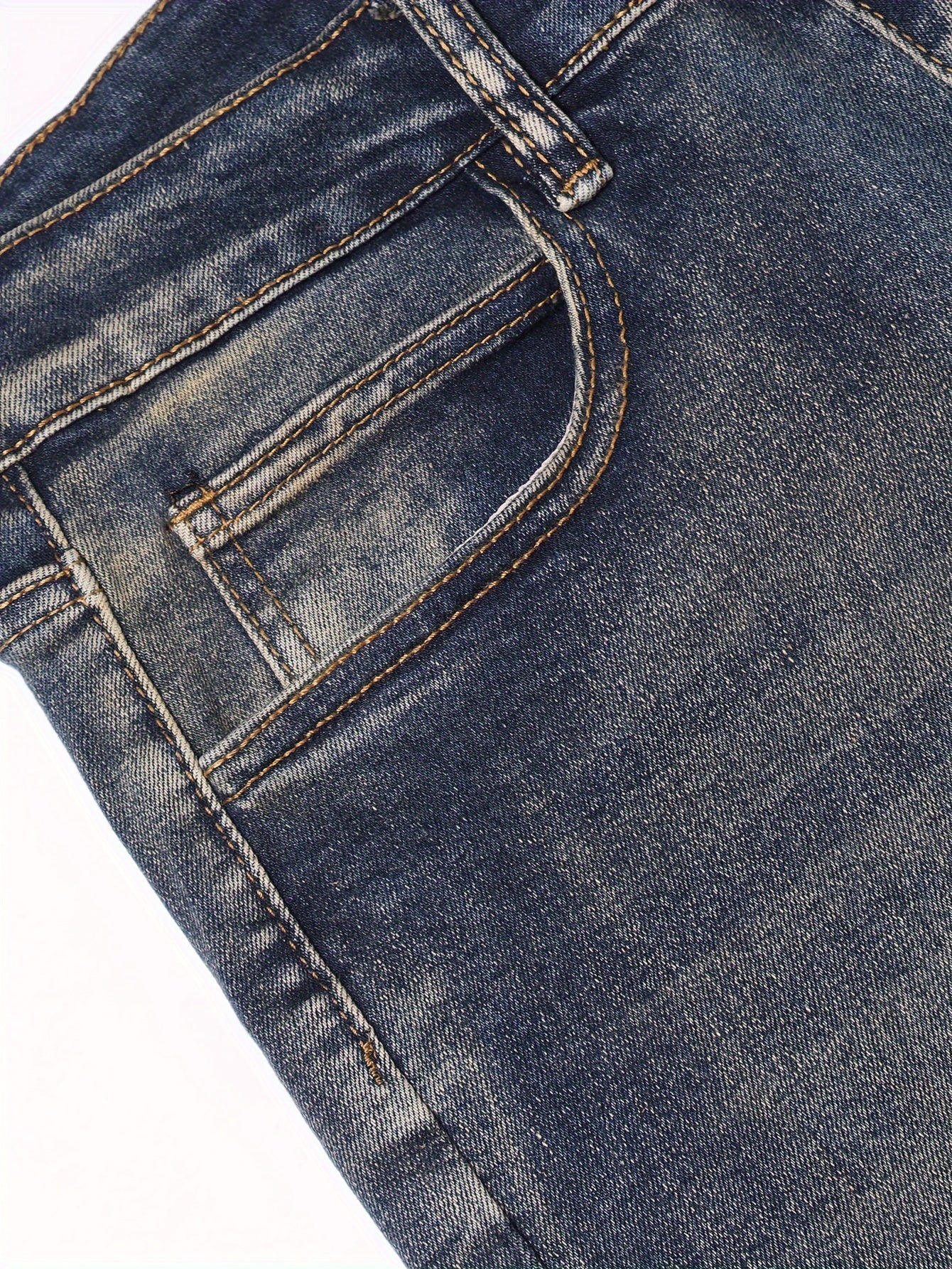 Men's Cotton Blend Slightly Stretch Distressed Jeans, Street Style Slim Fit Bottoms For Men, All Seasons