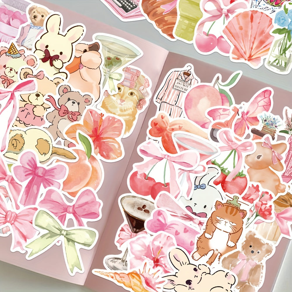 GUTBD 50pcs Pink Theme Waterproof PVC Sticker Set for Scrapbooking, Planners, Laptops and Phone Cases – Cute Aesthetic Decals