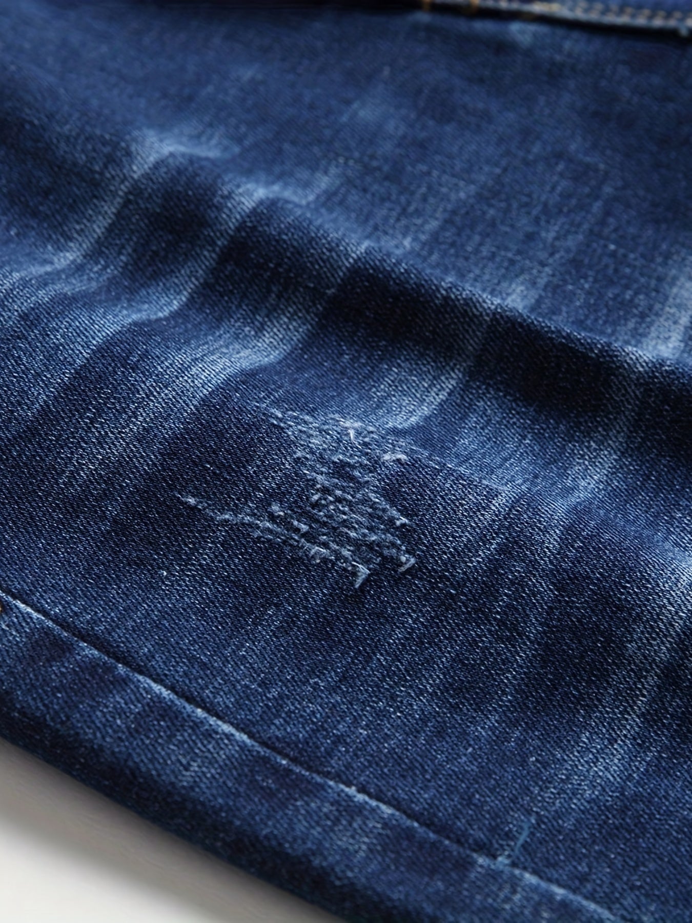 Slim Fit Jeans, Men's Casual Street Style Distressed Stretch Denim Pants