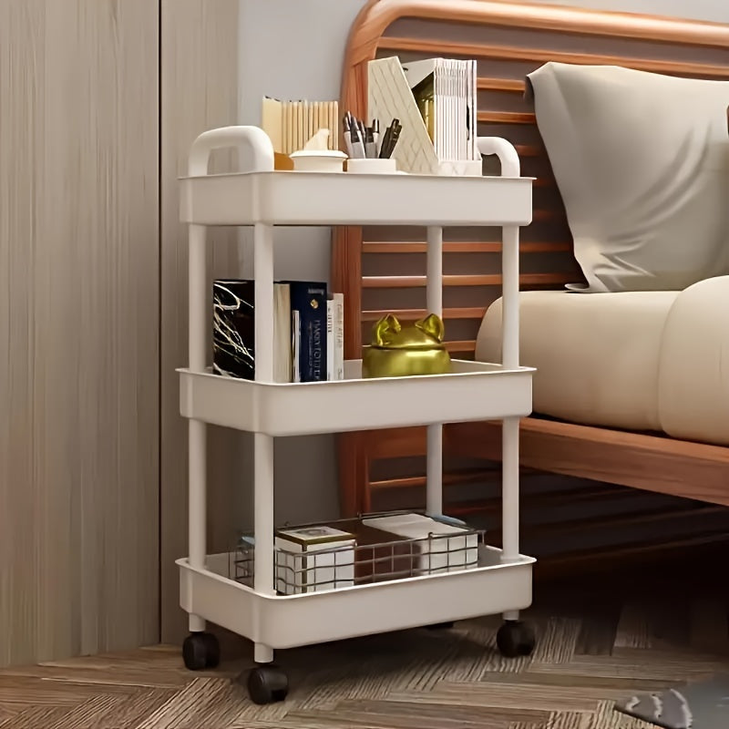 Small cart storage rack, for bedroom, kitchen, bathroom movable storage rack, multi-layer organizing rack