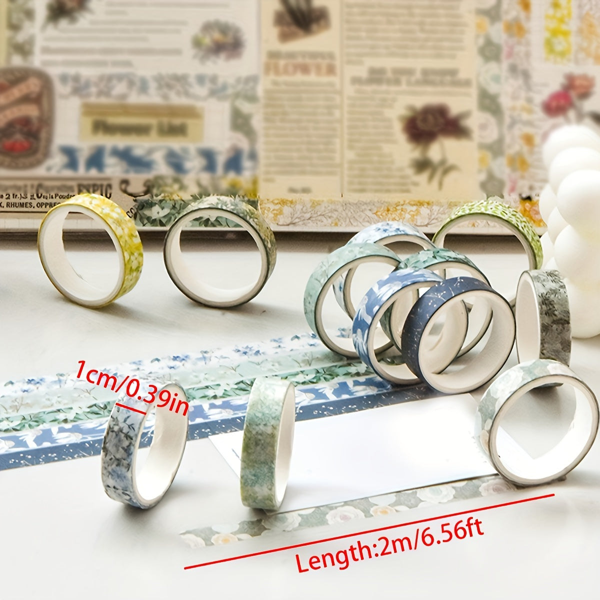 5pcs Botanical Washi Tape Set - Non-Marking, Peel & Stick Paper Tape for Journals, Planners, Scrapbooks & Party Decor | Wood Surface Friendly Crafts