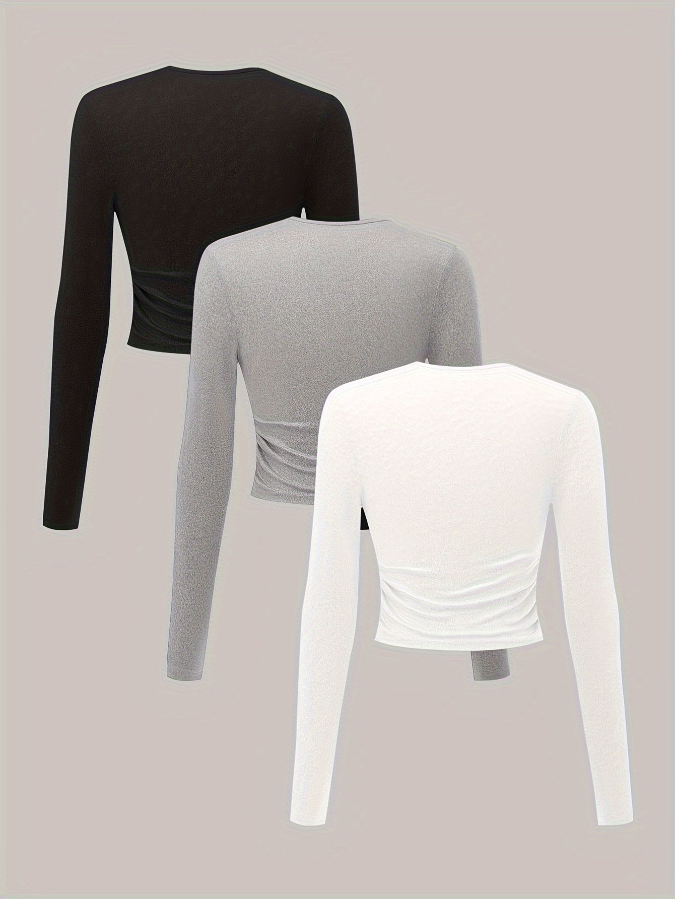 3 packs 3-Pack Women's Long Sleeve Crew Neck T-Shirts for Spring & Fall Casual Tops