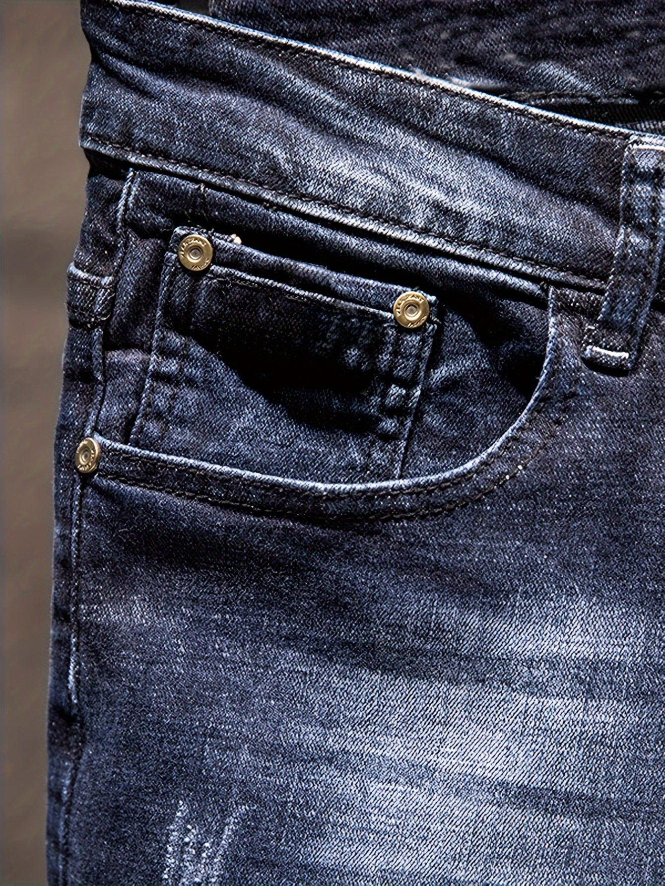 Men's Casual Skinny Jeans, Street Style Biker Jeans Denim Pants