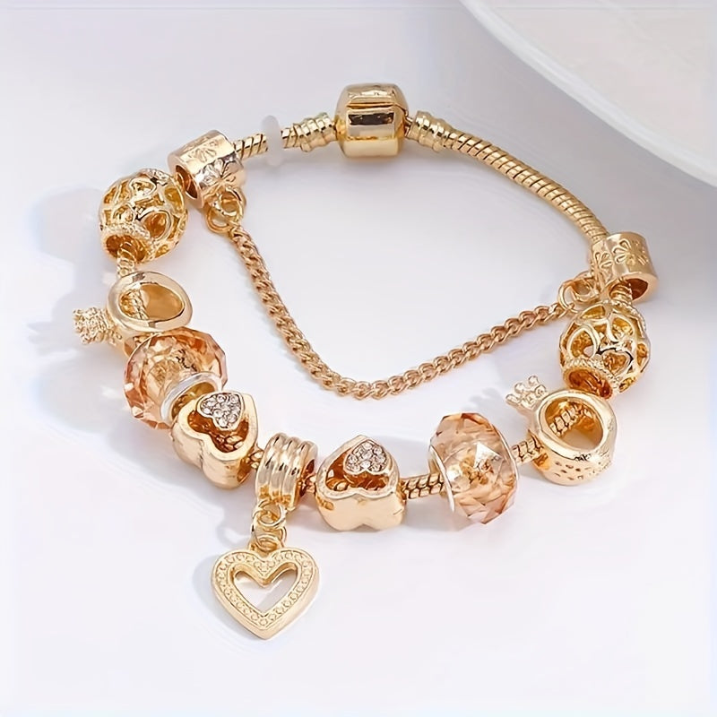 Delicate Charm Pendant Bracelet With Cubic Zirconia - 3 Sizes