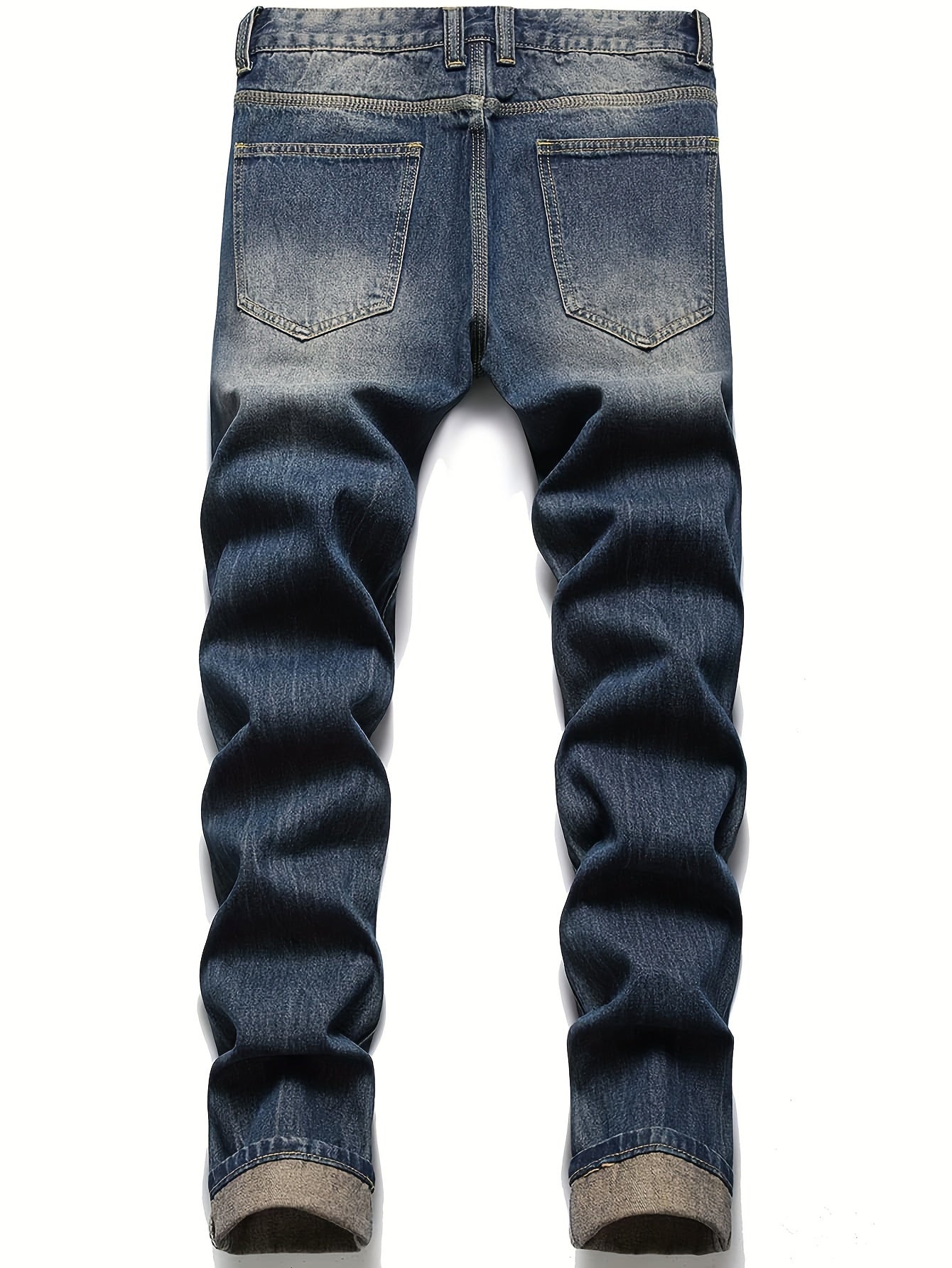 Men's Distressed Ripped Slim Fit Denim Jeans, Streetwear Casual Pants for Daily Wear